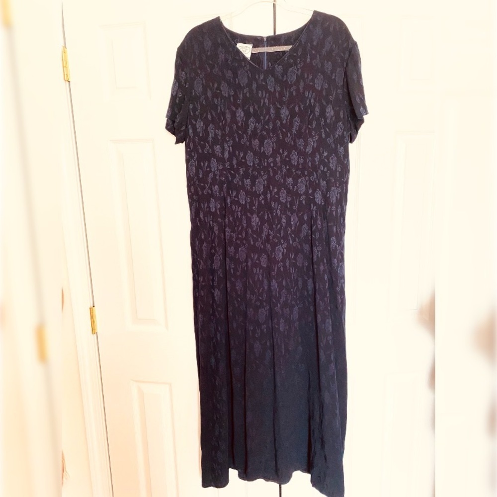 Laura Ashley vintage dress Navy Blue with flowers